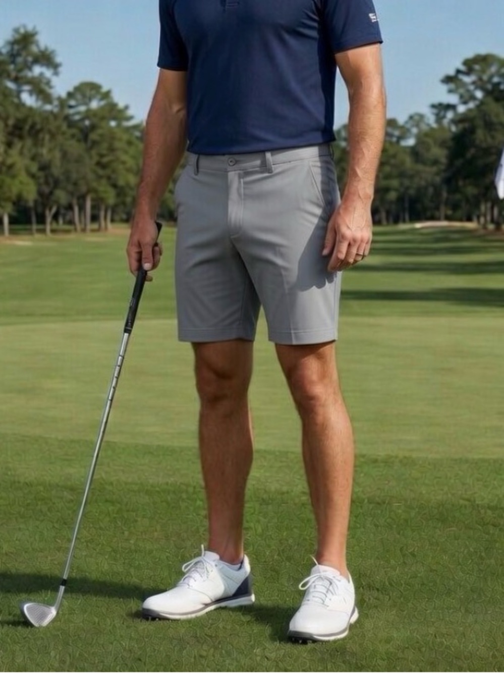 BCG Athletic Golf Shorts Men 42 Light Gray 9” Stretch Athletic Flat Front